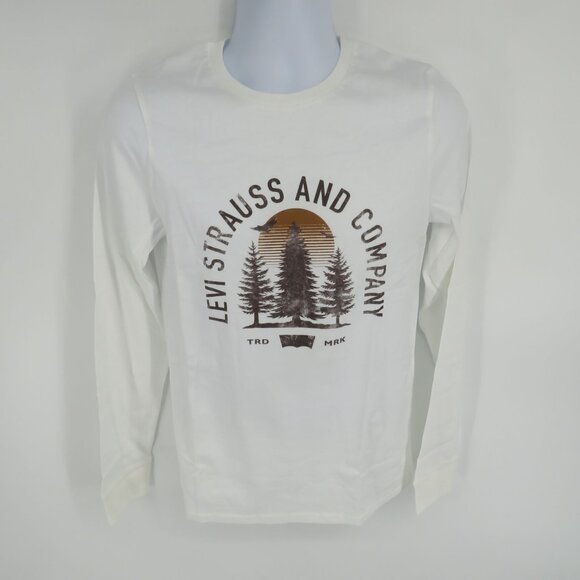 Levi's Men's XXL White Long Sleeve Graphic Tee With Logo NWT - Picture 1 of 5